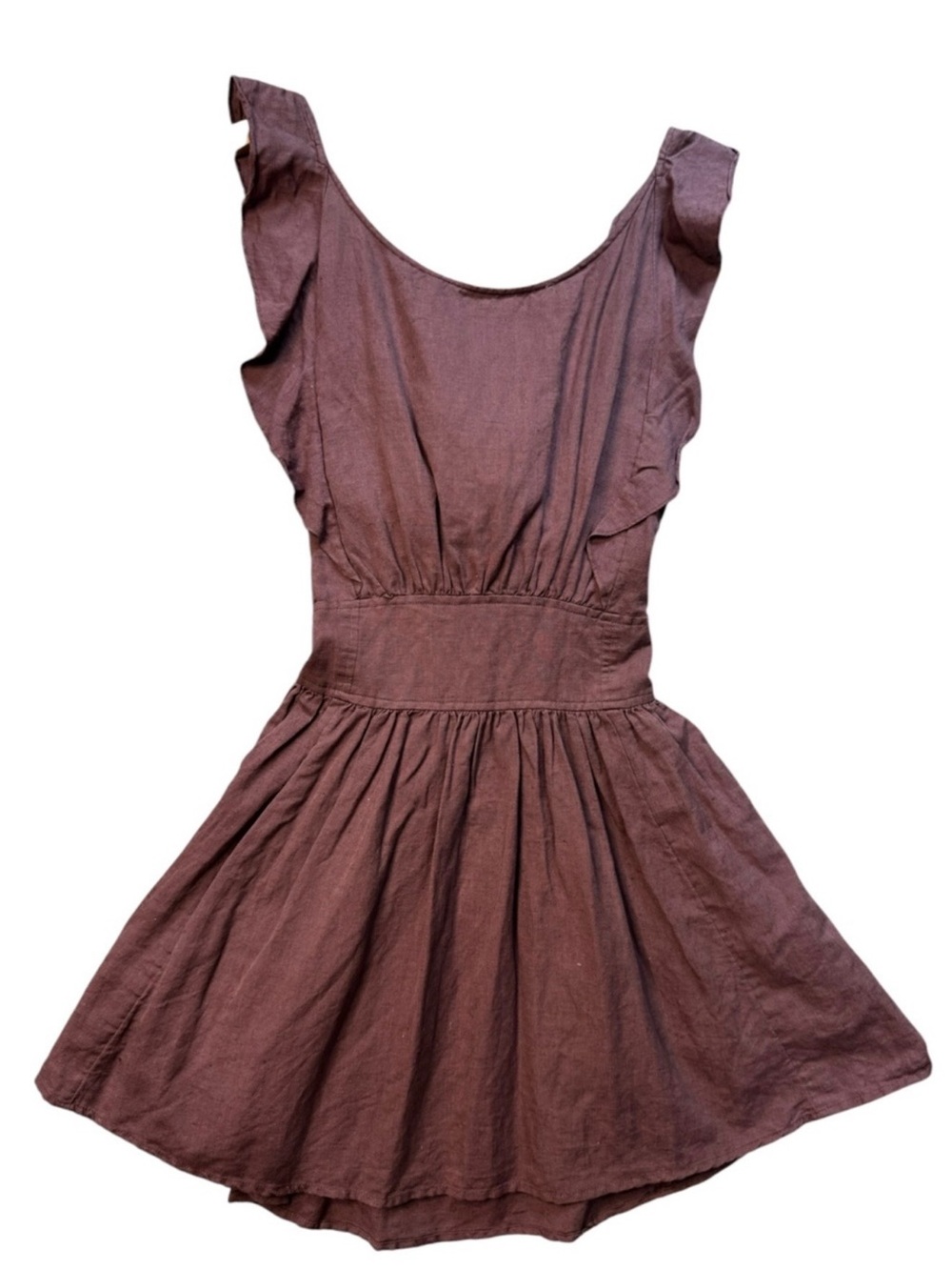Free People Brown Ruffle-Back Mini Dress - Picture 4 of 11